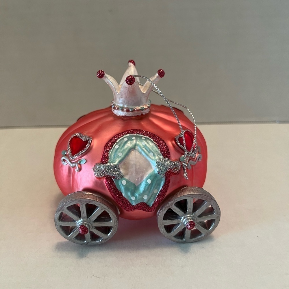Robert Stanley Pumpkin Princess Carriage Glass Christmas Ornament